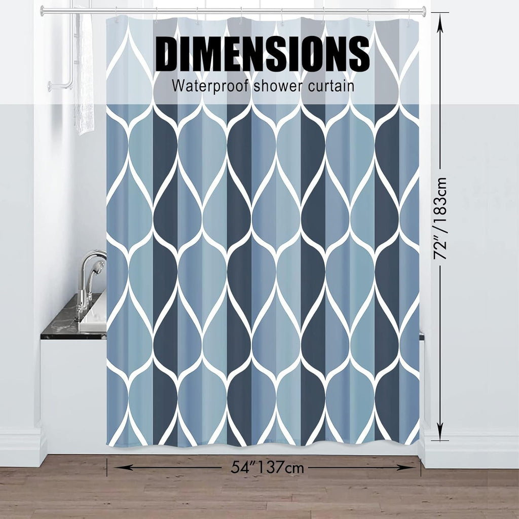 Aegean Blue Fabric Bath Shower Curtain W 54 X H 72,Waterproof Design and Polyester, Quick-Drying, Heavy Weight, Stall Size Shower Curtains Set for Bathroom,Machine Washable with 8 Hooks