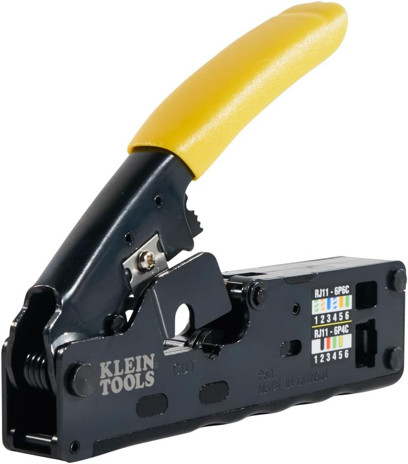 VDV226-107 Compact Ratcheting Modular Data Cable Crimper/Wire Stripper/Wire Cutter, CAT6, CAT5, CAT3, Flat-Satin Voice Cable