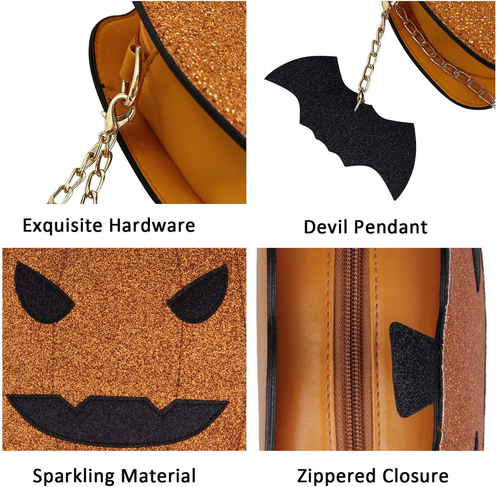 Women Pumpkin Shoulder Bag Novelty Devil Crossbody Purse Fashion Halloween Trick or Treat Purses and Handbags