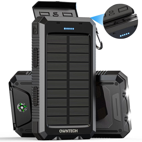 20000Mah Portable Power Bank Solar Charger for Cell Phone and Android, Solar Phone Chargers with Dual 5V USB Ports and 2 Led Flashlight
