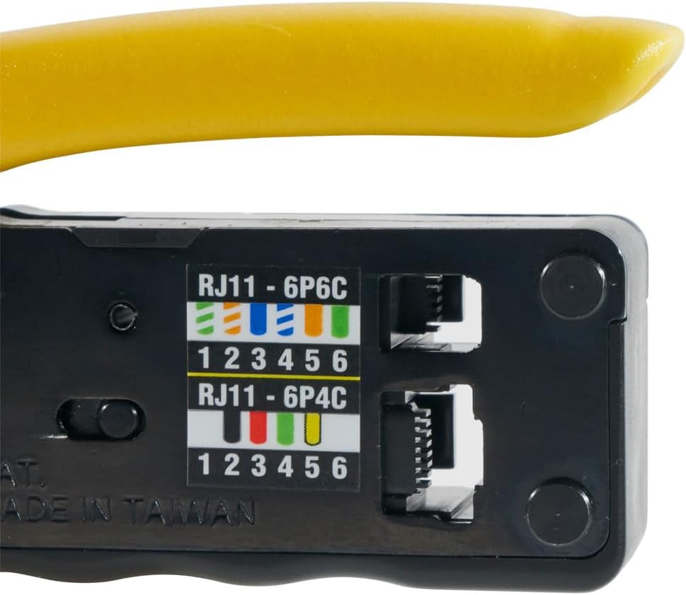 VDV226-107 Compact Ratcheting Modular Data Cable Crimper/Wire Stripper/Wire Cutter, CAT6, CAT5, CAT3, Flat-Satin Voice Cable